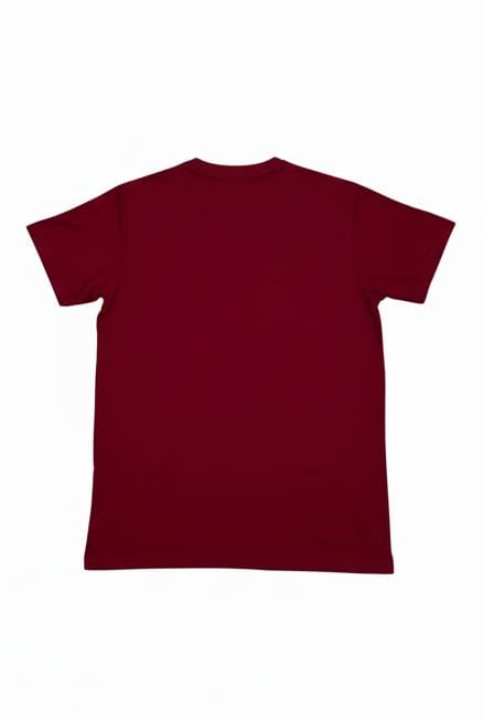 Maroon cotton T-shirt back view with round neck and short sleeves
